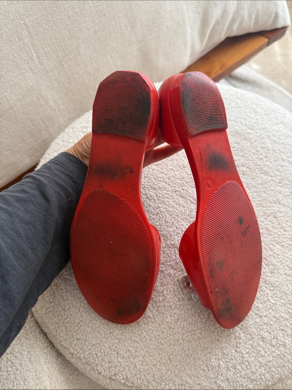 Salvatore Ferragamo Red Jelly D'Orsay Flats with Bow Accent - Picture 5 of 5